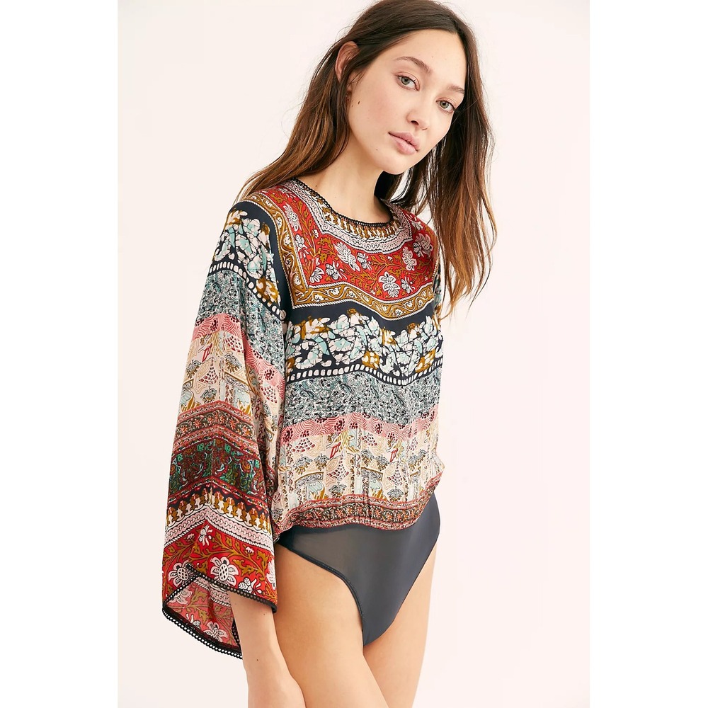 Free People Bodysuit Sakshi Multi Boho Large
